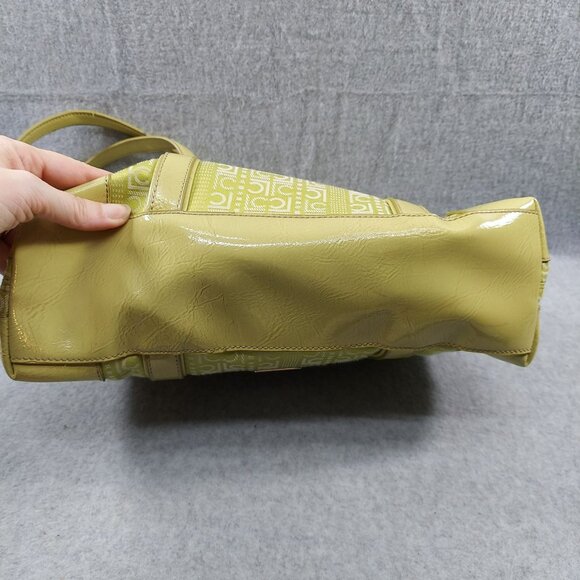 Liz Claiborne Green Logo Patterned Tote Bag With Double Handles - Picture 6 of 13